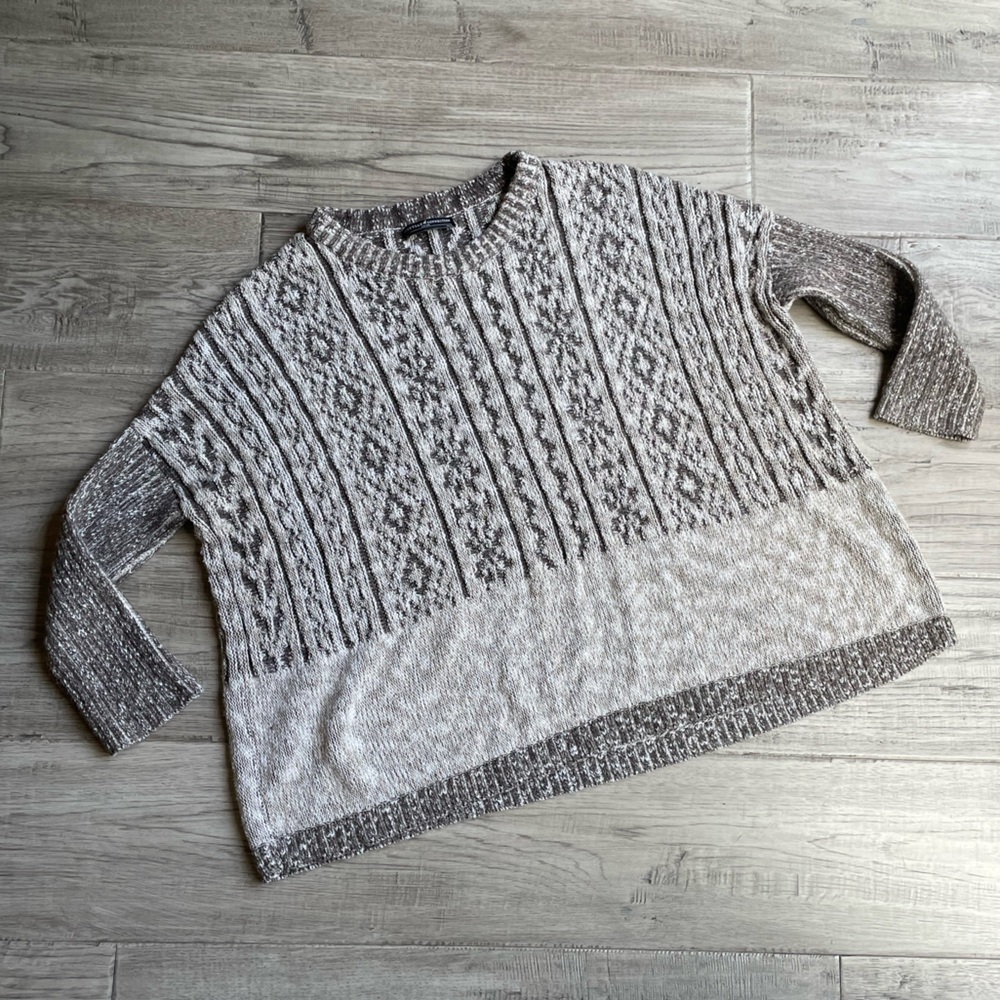 Peruvian Connection Ojito Pima Cotton Swoncho Boxy Cut Brown/Cream SZ XS/S - Picture 2 of 12